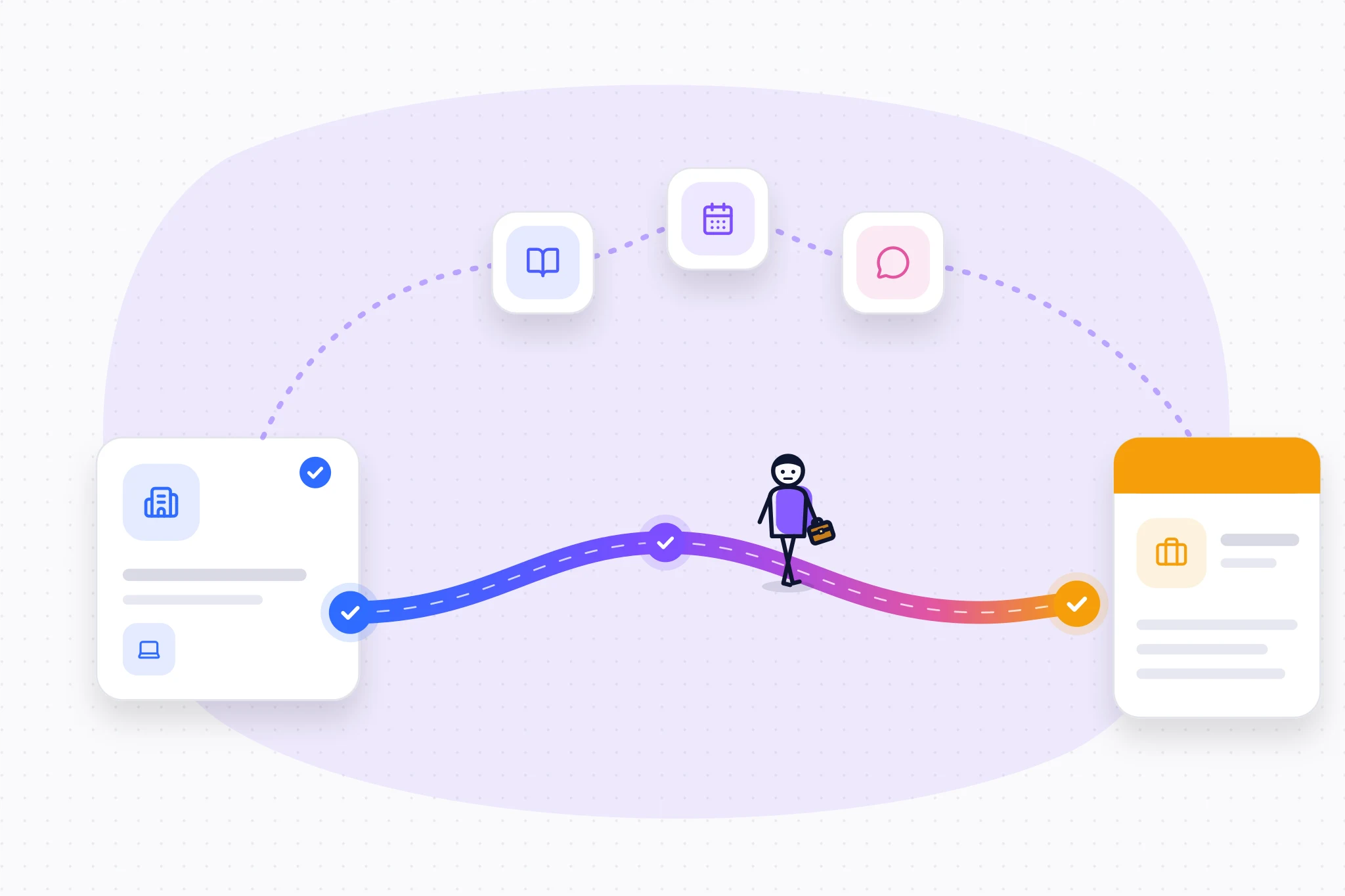 Illustration : de l'agence au site client, un parcours qui garde le lien avec la maison.