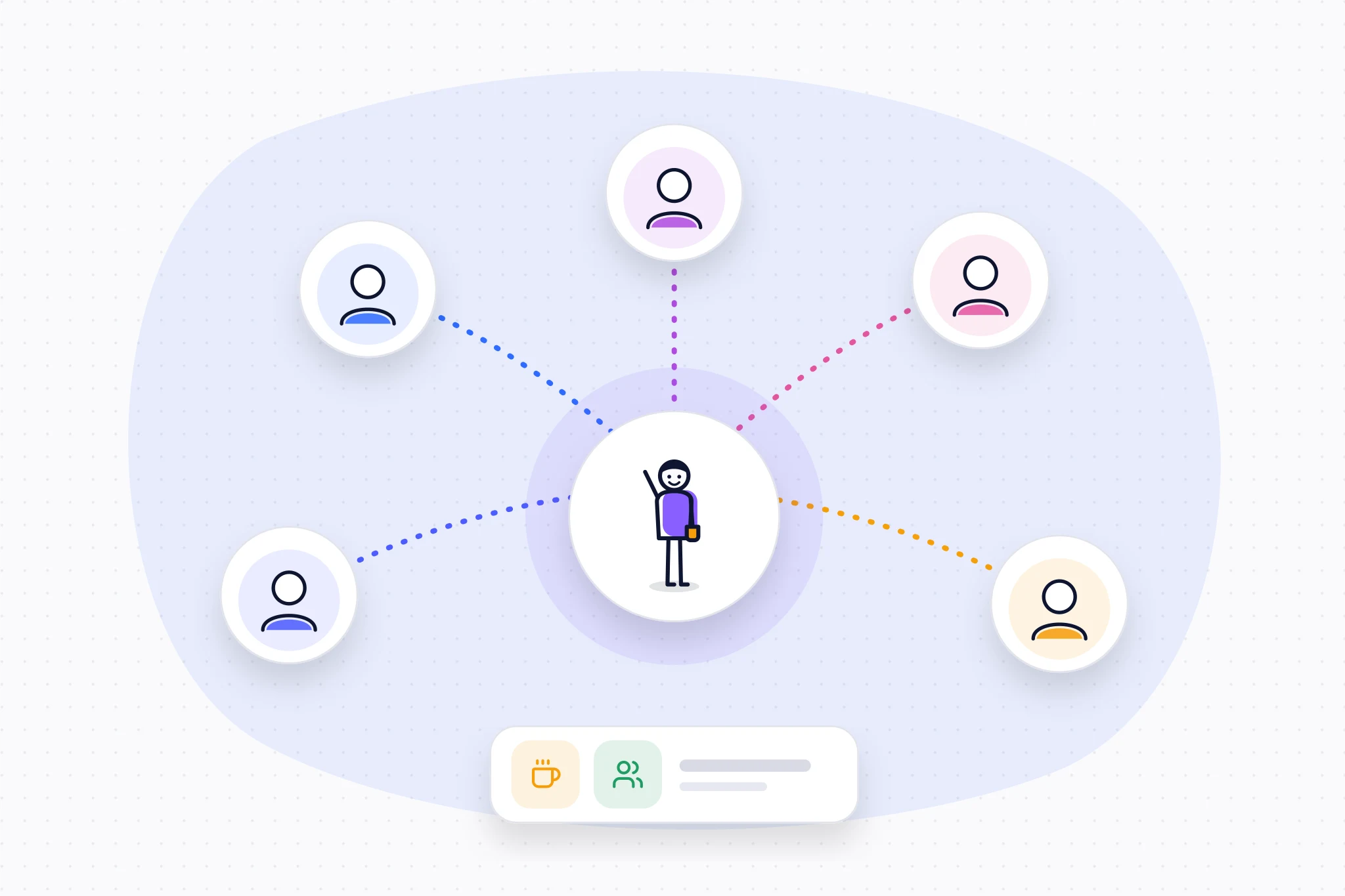 Illustration: the team gathered around the new hire.